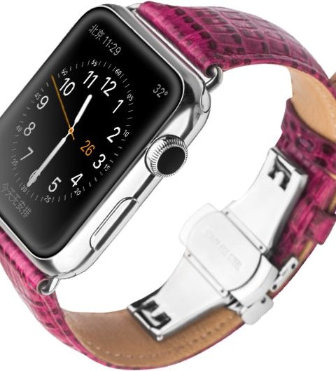 Apple-Watch-Crocodile-Pattern-Rose-Red-Leather-Strap-8