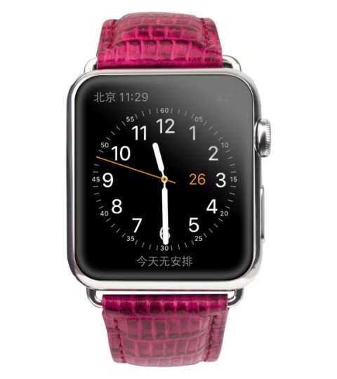 Apple-Watch-Crocodile-Pattern-Rose-Red-Leather-Strap-9