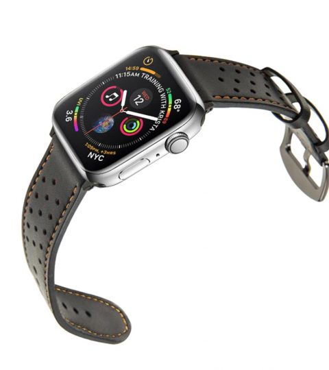 Apple-Watch-Perforated-Leather-Black-Color-Strap-Gunmetal-Buckle-2