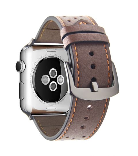 Apple-Watch-Perforated-Leather-Coffee-Color-Strap-Gunmetal-Buckle-1