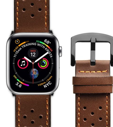 Apple-Watch-Perforated-Leather-Coffee-Color-Strap-Gunmetal-Buckle-4