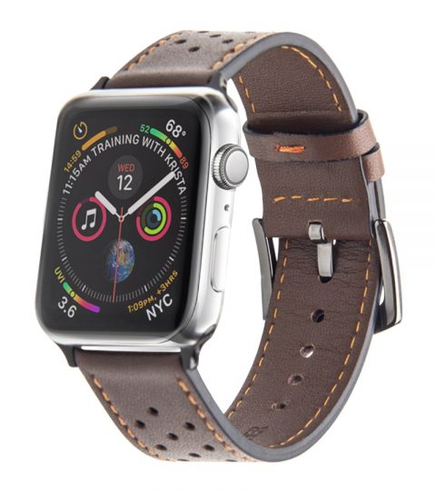 Apple-Watch-Perforated-Leather-Coffee-Color-Strap-Gunmetal-Buckle
